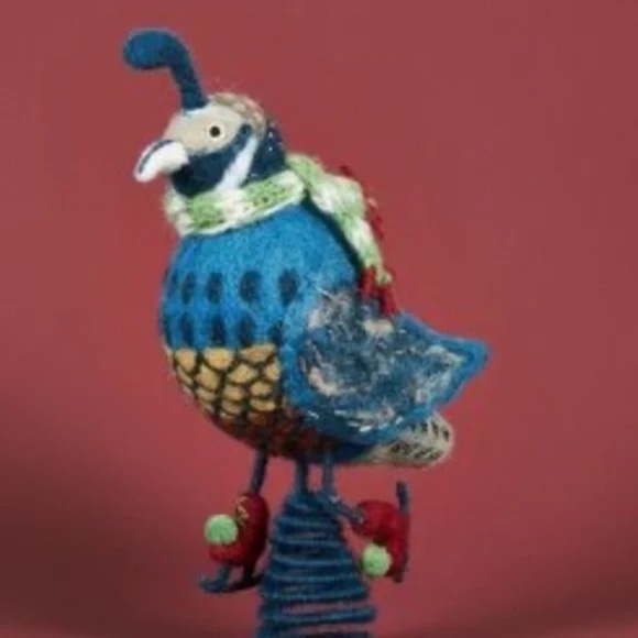 NWT Anthropologie Beaded Skating Partridge Tree Topper - Picture 2 of 3